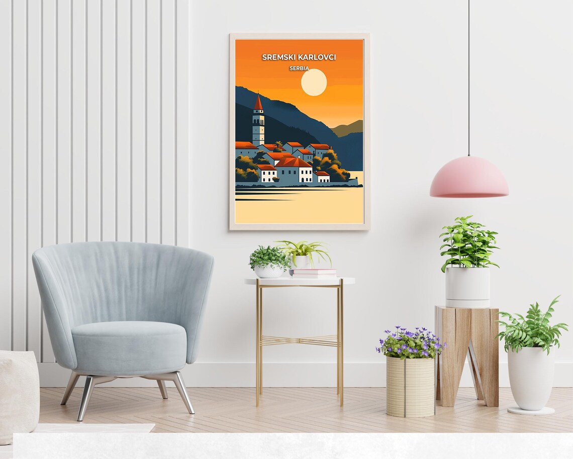 Sremski Karlovci Serbia Riverside Town Sunset Vintage Travel Poster - Image 2