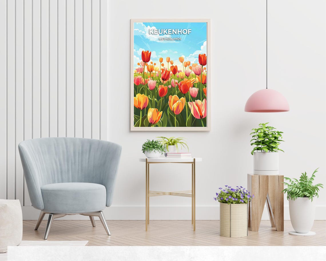 Tulip Gardens Travel Print Wall Art Keukenhof Netherlands City Print Tulip Gardens Travel Gift Tulip Gardens Poster - Image 2
