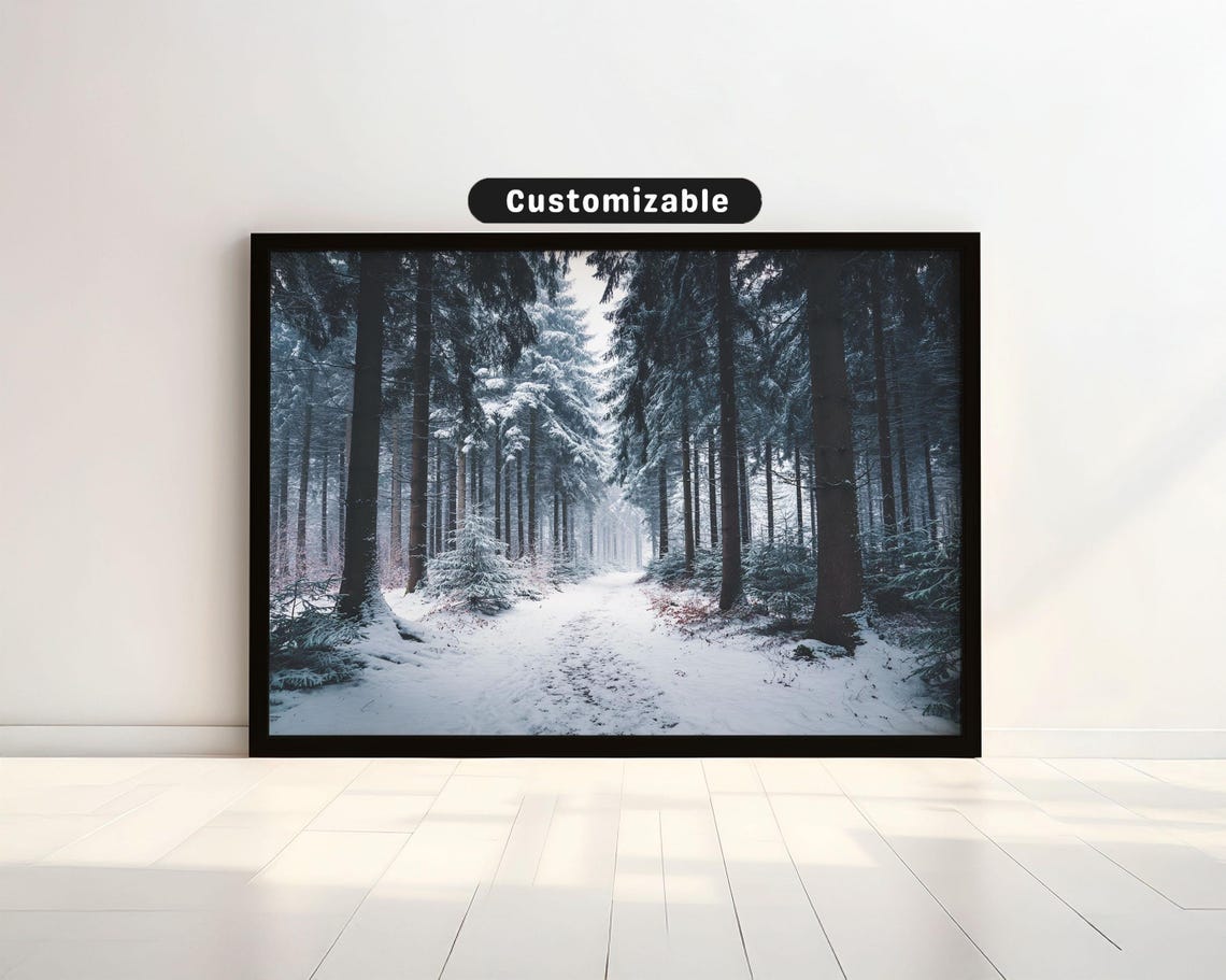 Snowy Winter Forest Path Quiet Snowcovered Pine Trees Photo Poster