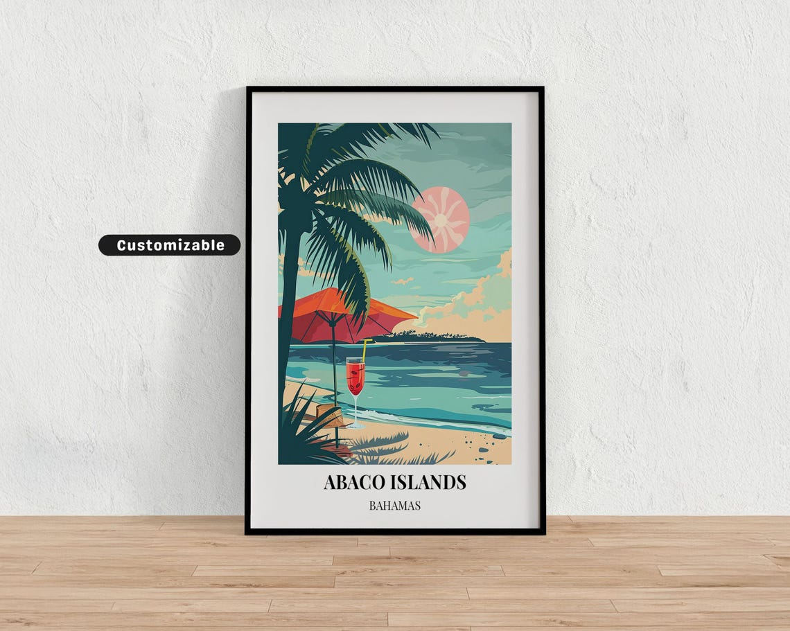 Abaco Islands Bahamas Travel Poster Custom Wall Art