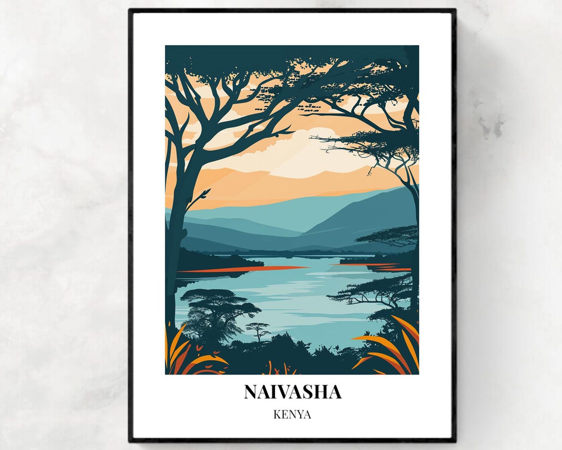 Naivasha Travel Print Wall Art Naivasha Kenya City Print Naivasha Travel Gift Naivasha City Poster Travel Gift