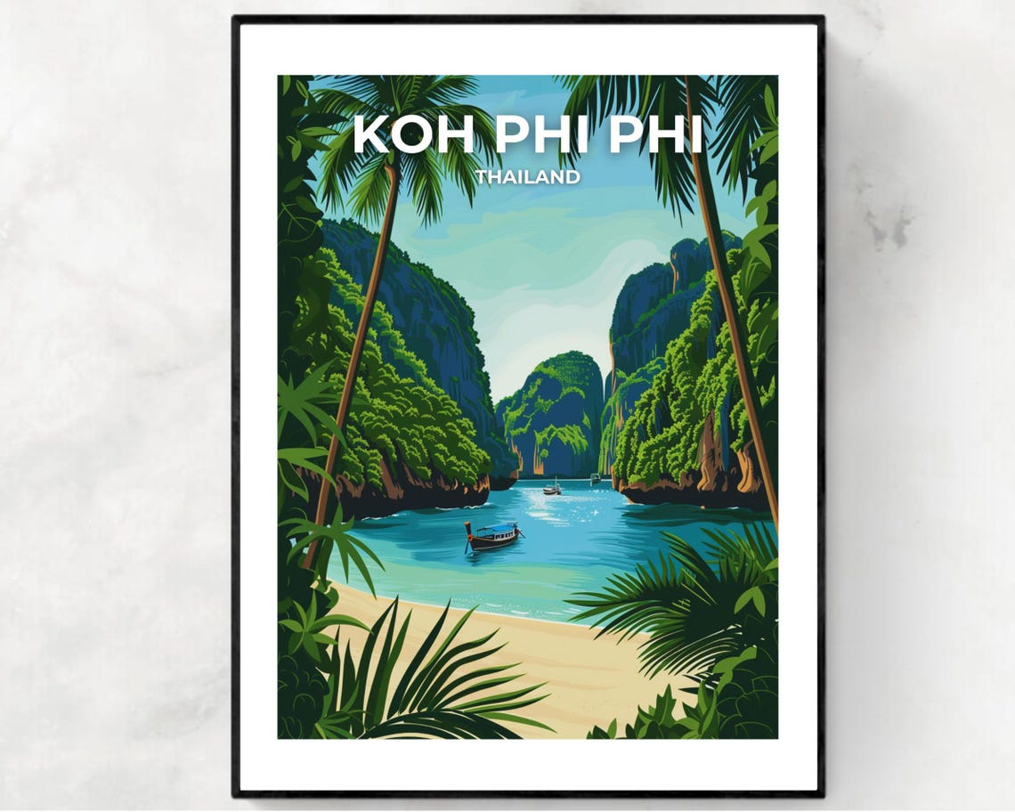 Koh Phi Phi Thailand Maya Bay Limestone Cliffs Daytime Poster