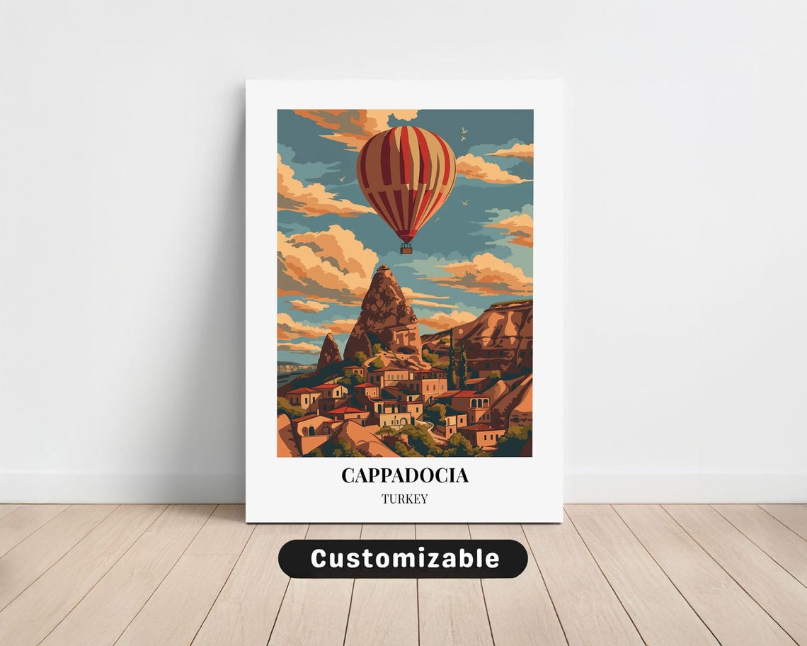 Cappadocia Turkey Hot Air Balloon Fairy Chimneys Travel Poster