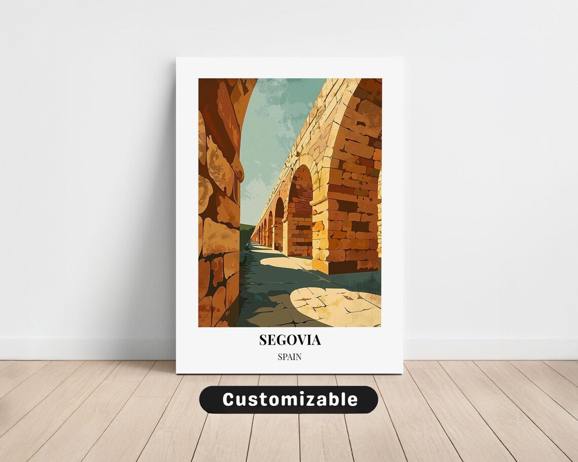 Segovia Spain Roman Aqueduct Stone Arch Passageway Travel Poster