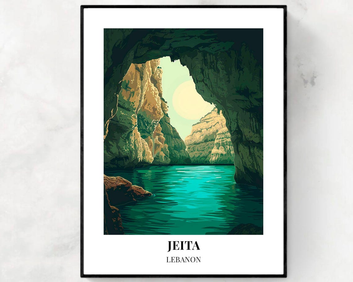 Jeita Grotto Travel Print Wall Art Jeita Lebanon City Print Jeita Grotto Travel Gift Jeita Grotto Poster Travel Gift