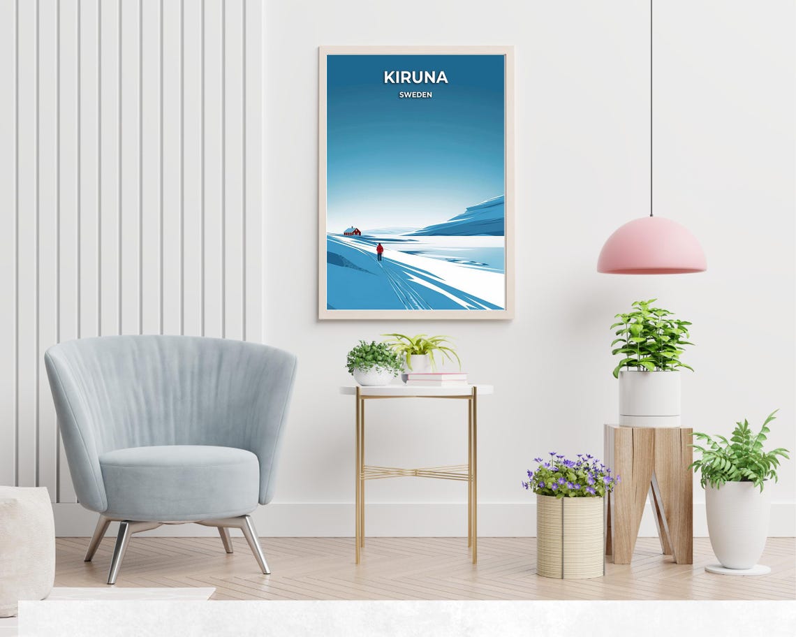 Kiruna Sweden Vast Arctic Snowfield Lone Skier Travel Poster - Image 2