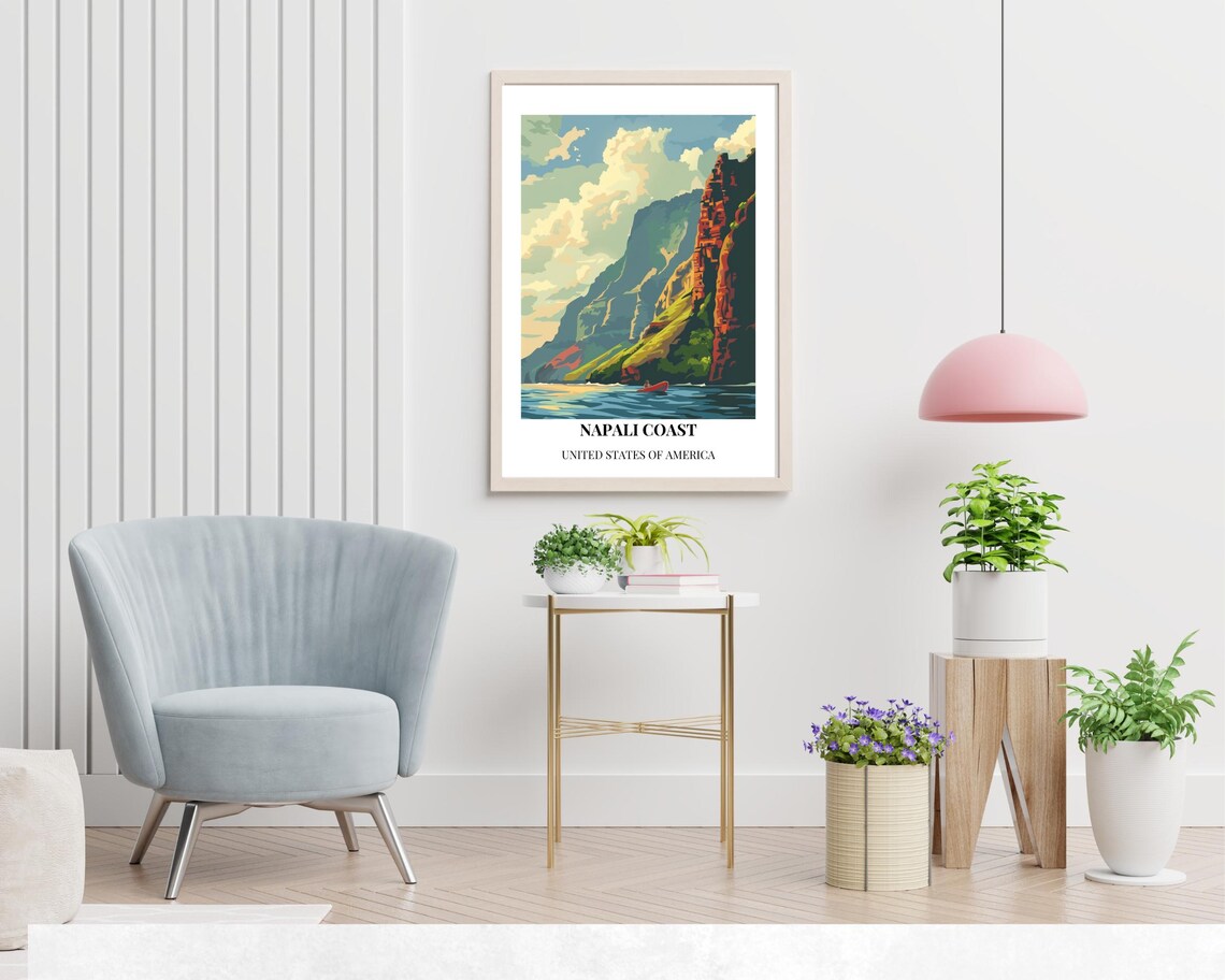Napali Coast Kauai Sea Cliffs Kayak Ocean Adventure Travel Poster - Image 2