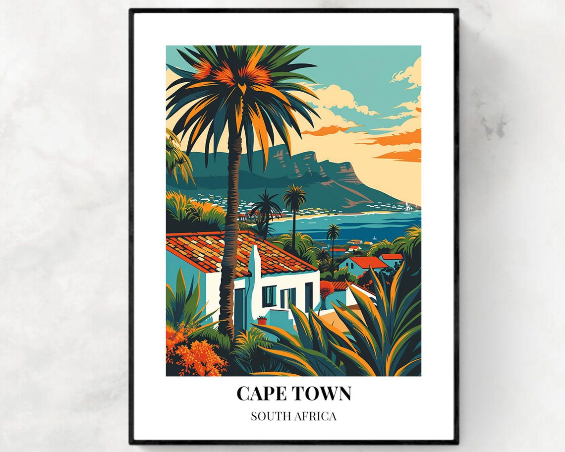 Cape Town Palm Villa With Table Mountain View South Africa Poster