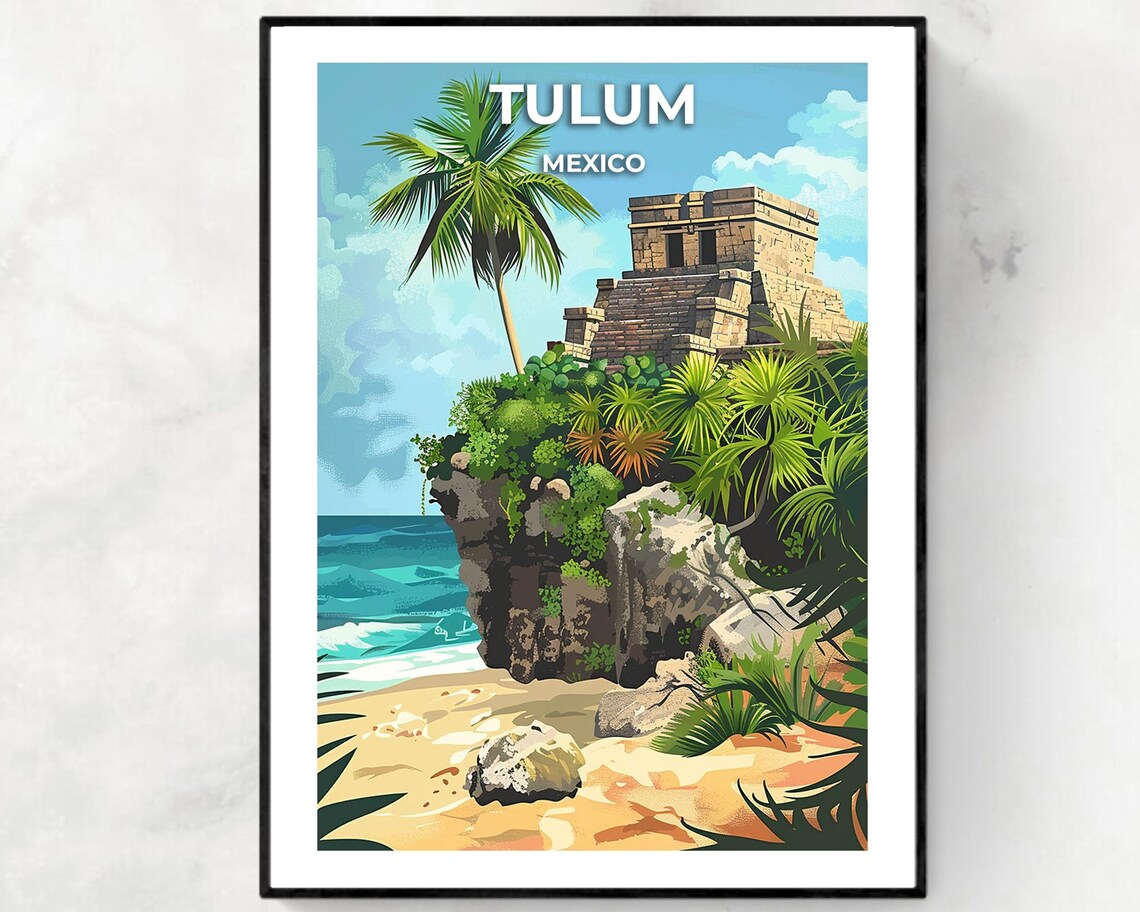 Tulum Ruins Travel Poster, Mexico City Wall Art