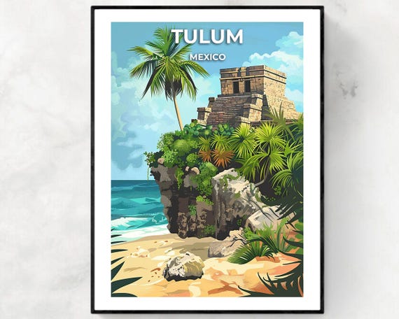 Tulum Ruins Travel Poster, Mexico City Wall Art