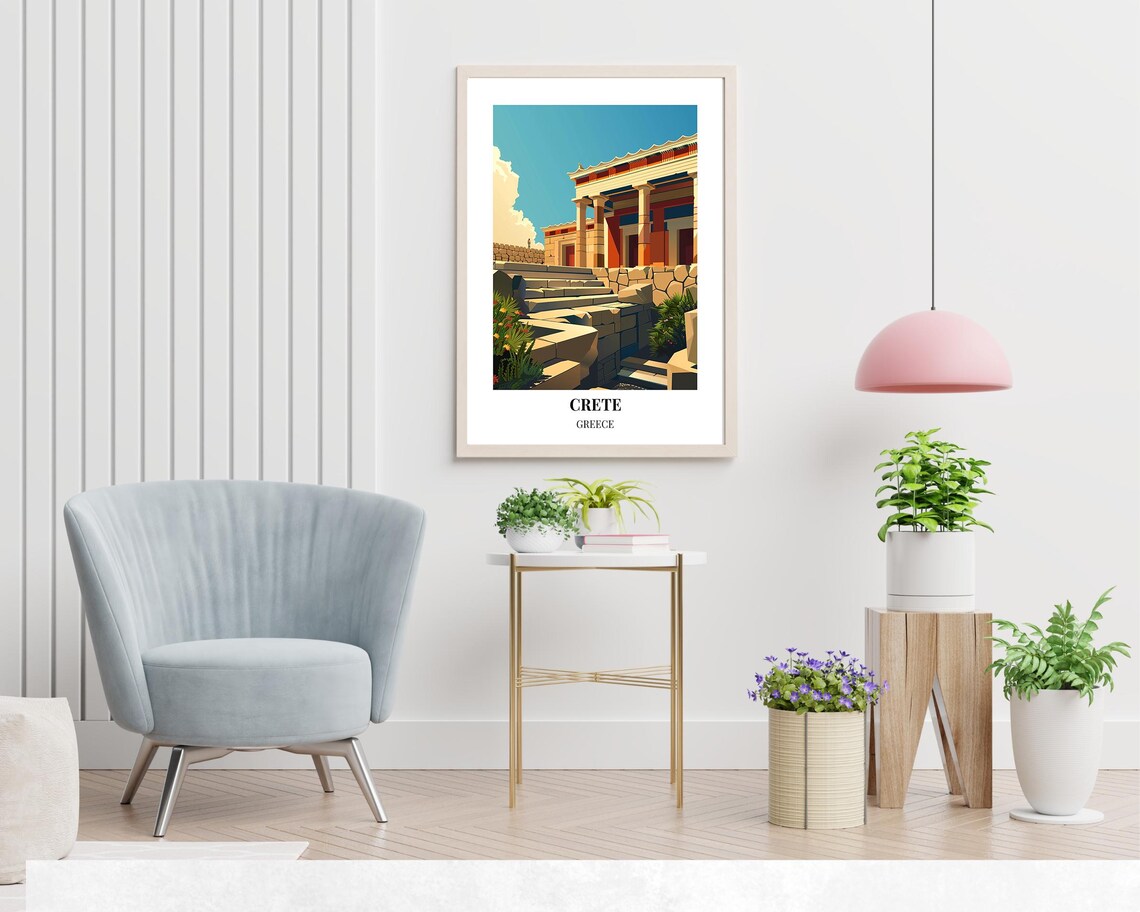 Crete Greece Minoan Palace Colonnade Stone Ruins Garden Poster - Image 2