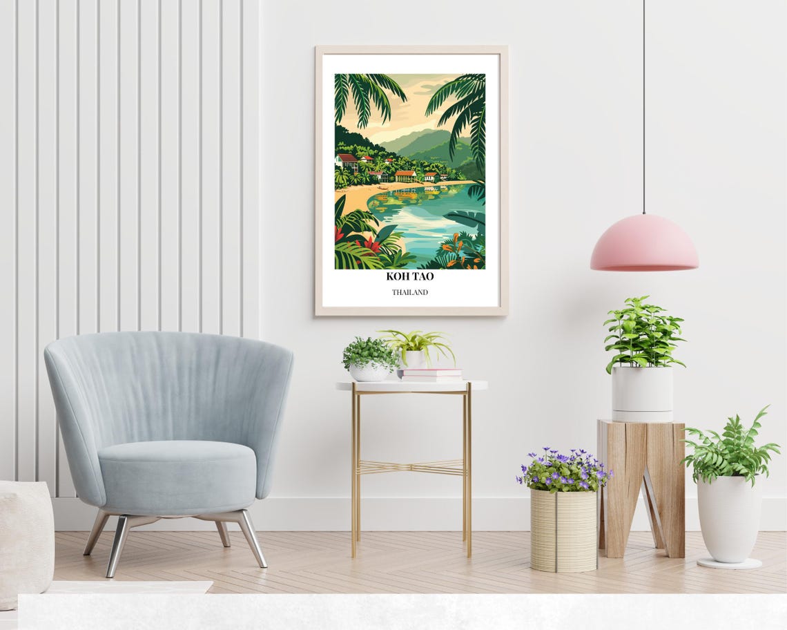 Koh Nang Yuan Travel Print Wall Art Koh Tao Thailand City Print Koh Nang Yuan Travel Gift Koh Nang Yuan Poster - Image 2