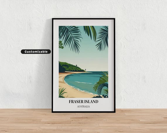 Fraser Island Australia Travel Poster Custom Wall Art