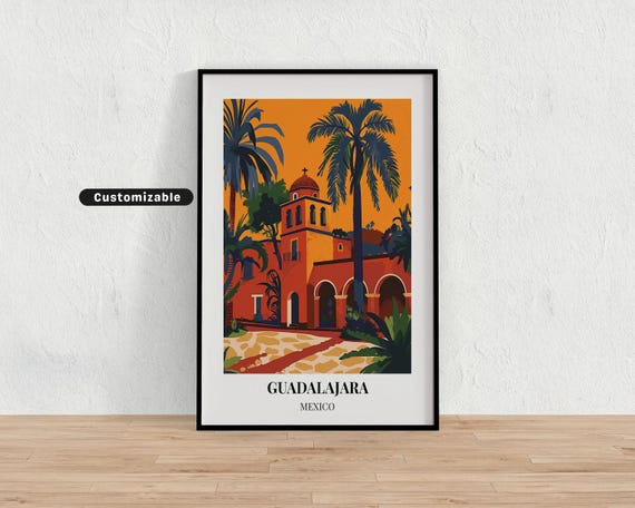 Guadalajara Mexico Travel Poster Custom Wall Art