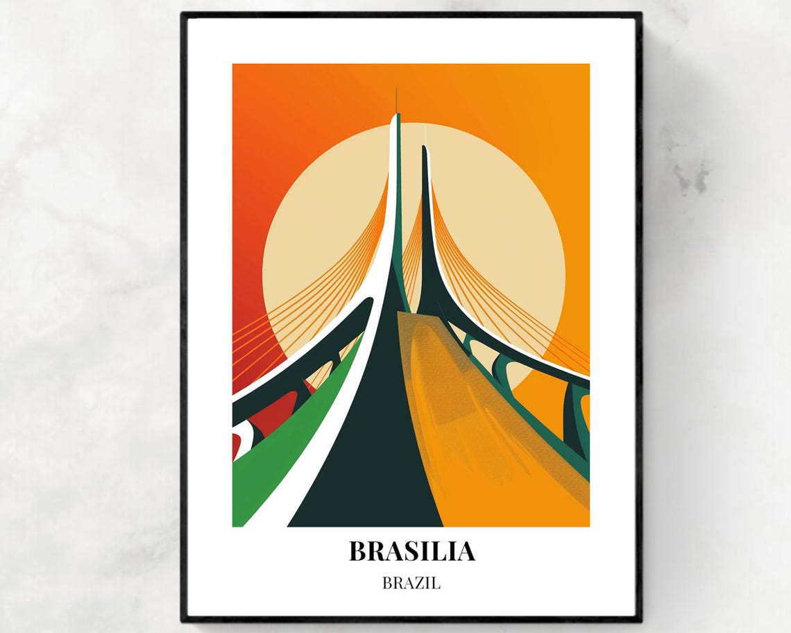 Braslia Travel Print Wall Art Braslia Brazil City Print Braslia Travel Gift Braslia City Poster Travel Gift - Image 2