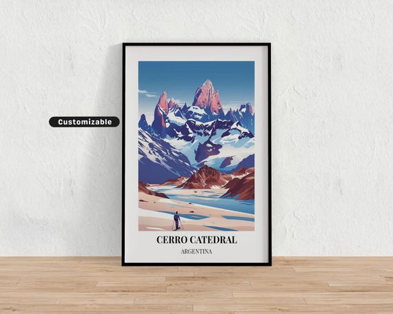 Cerro Catedral Argentina Travel Poster Custom Wall Art