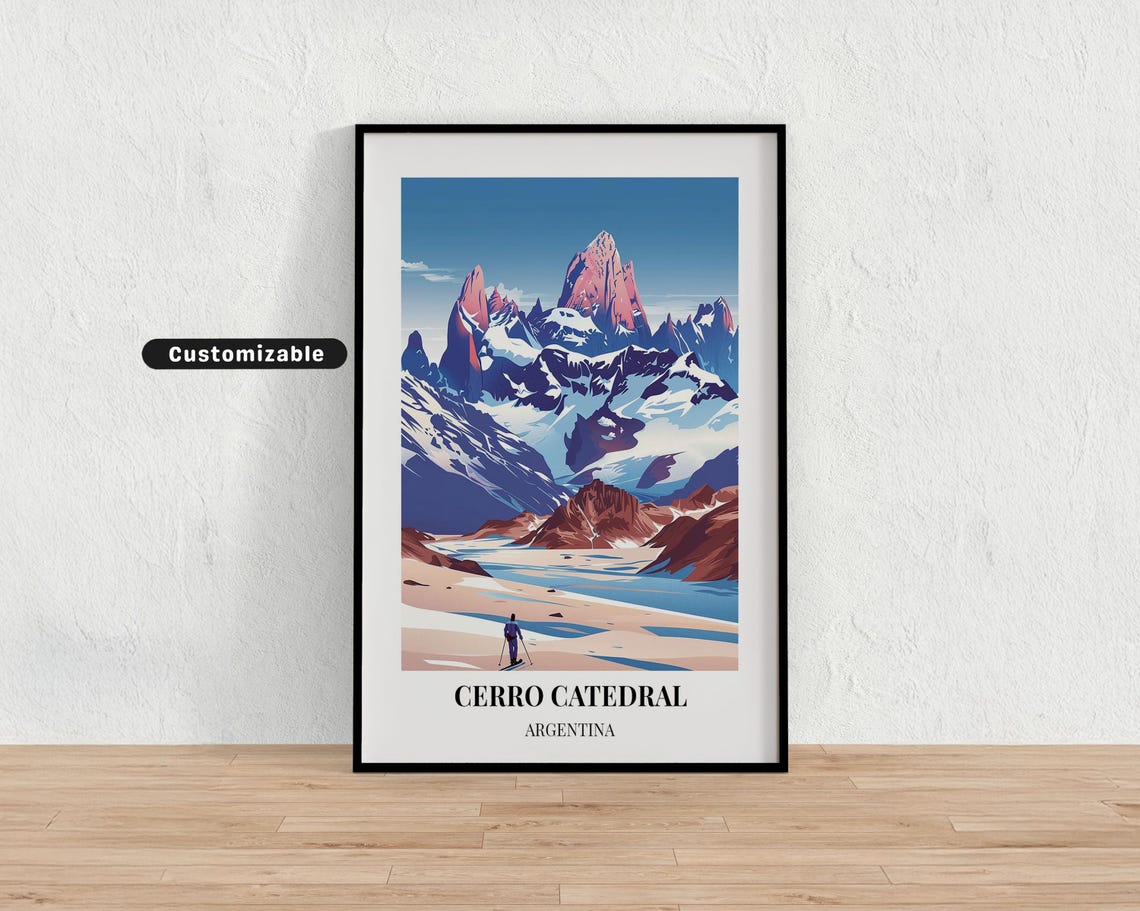 Cerro Catedral Argentina Travel Poster Custom Wall Art