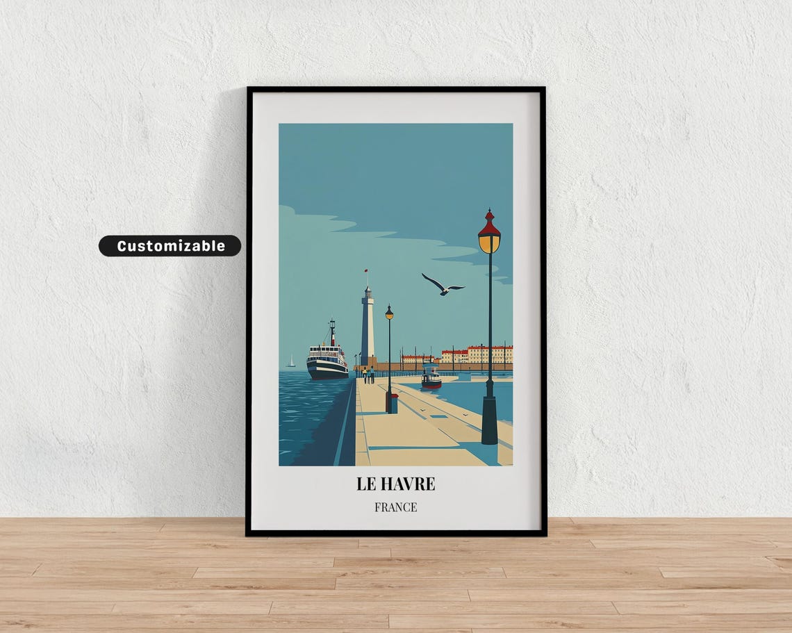 Le Havre France Lighthouse Harbor Promenade Seaside Travel Poster