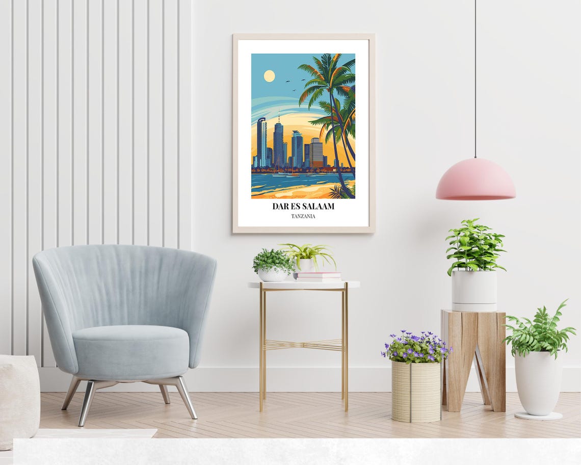Dar Es Salaam Tanzania Daytime Skyline Sailboats Travel Poster - Image 2
