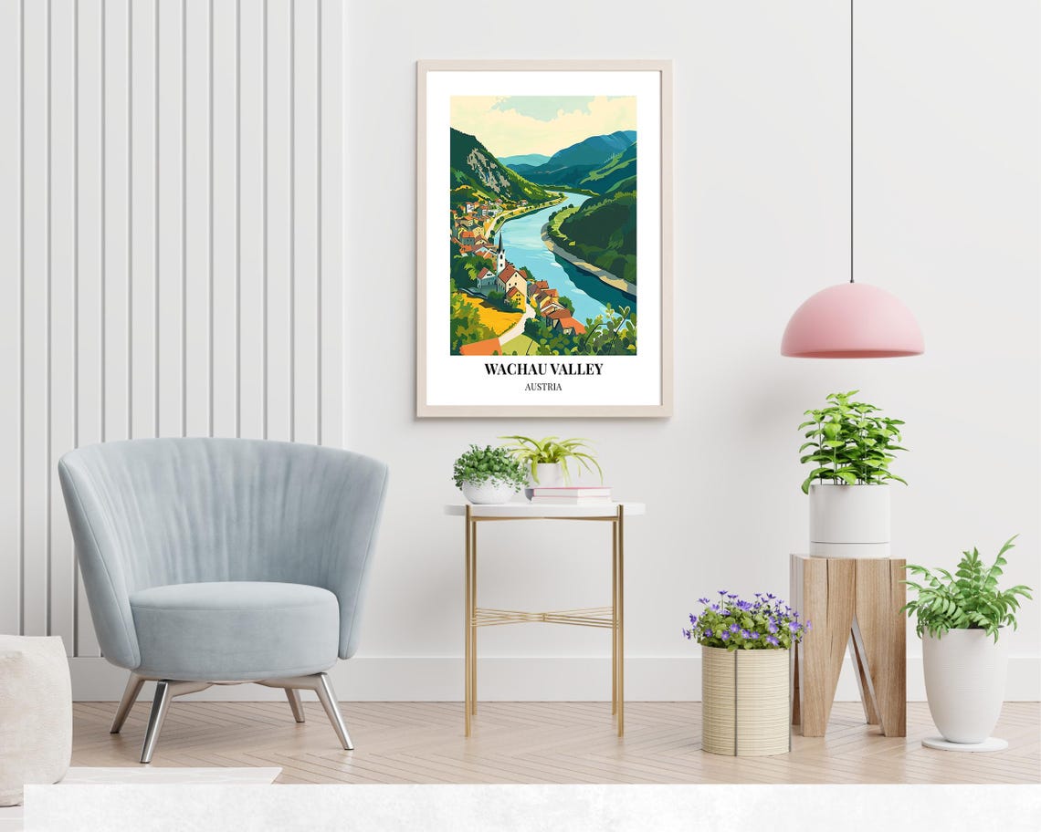 Wachau Valley Austria River Bend Village Vineyard Hills Poster - Image 2