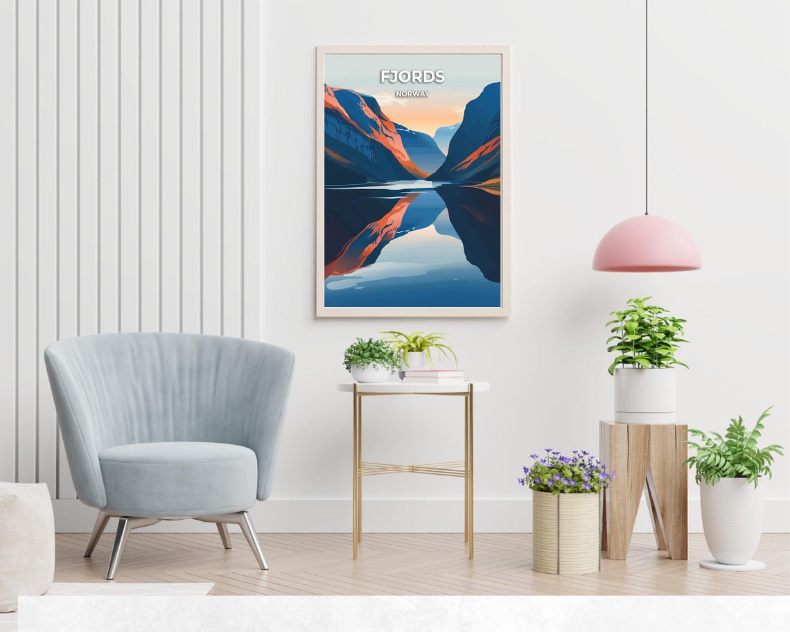 Fjords Norway Travel Print Wall Art Fjords Norway City Print Fjords Norway Travel Gift Fjords Norway Poster - Image 2