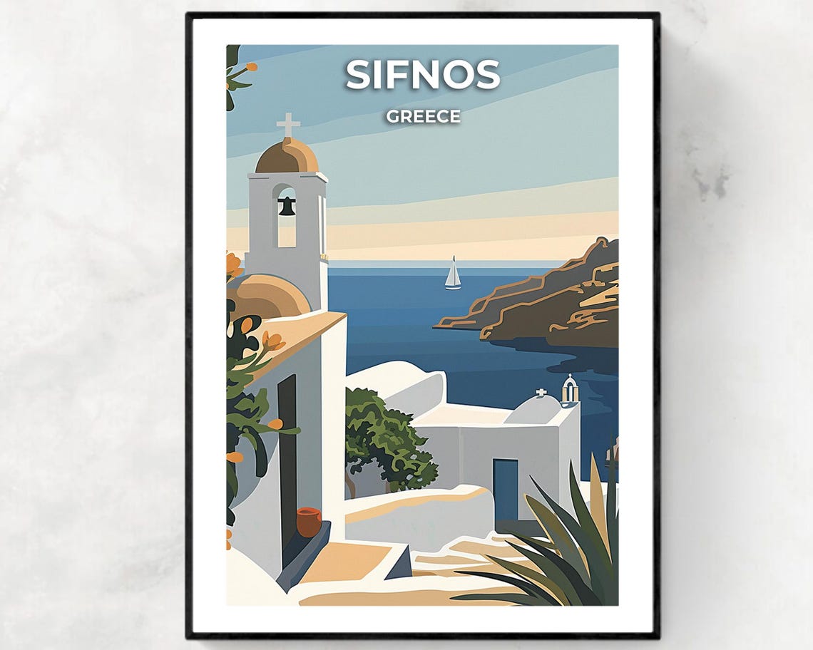 Sifnos Travel Print Wall Art Sifnos Greece City Print Sifnos Travel Gift Sifnos City Poster Travel Gift Wall Art