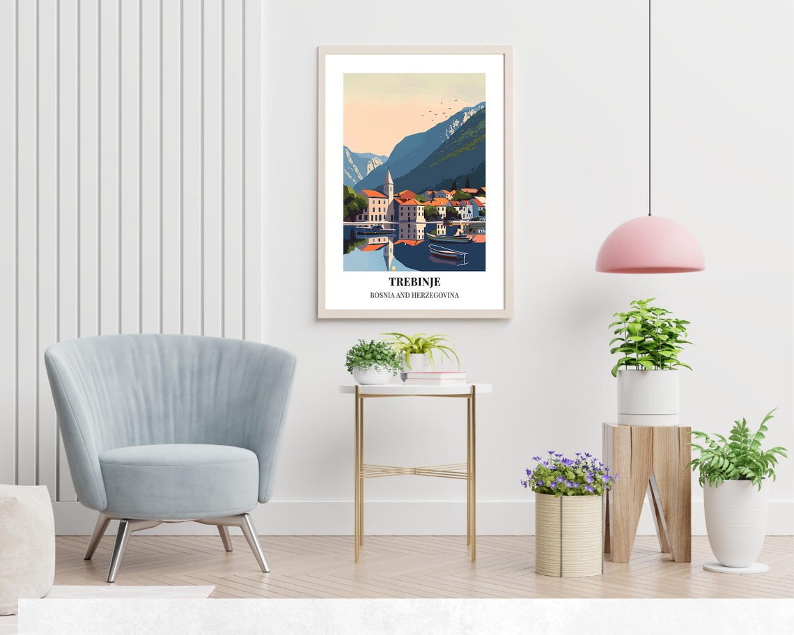 Trebinje Bosnia and Herzegovina Harbor Mountain Reflection Poster - Image 2