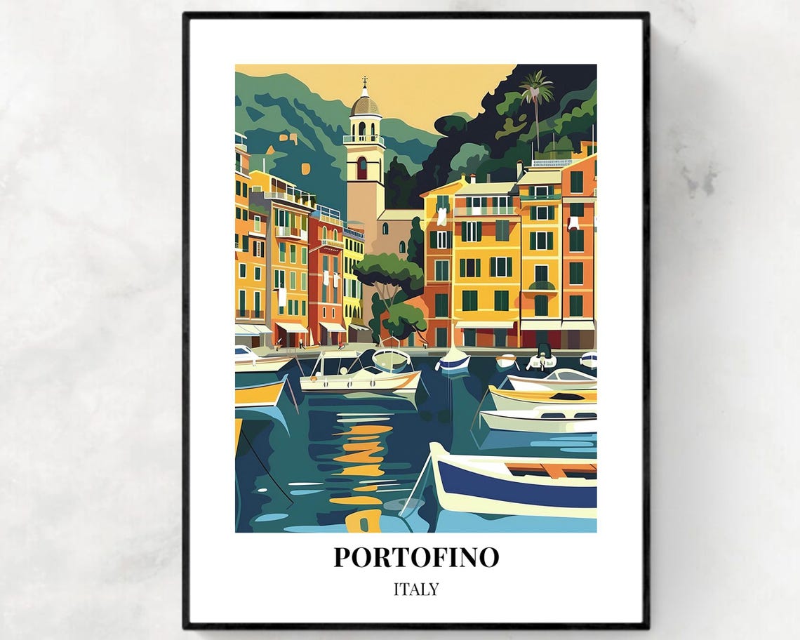 Portofino Italy Travel Print Wall Art Portofino Italy City Print Portofino Italy Travel Gift Portofino Italy Poster Travel Gift