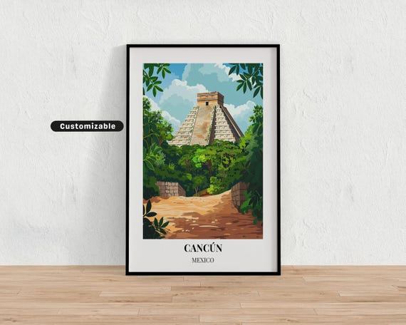 Cancn Mexico Travel Poster Custom Wall Art