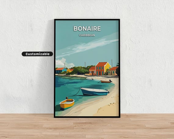 Bonaire Caribbean Travel Poster Custom Wall Art