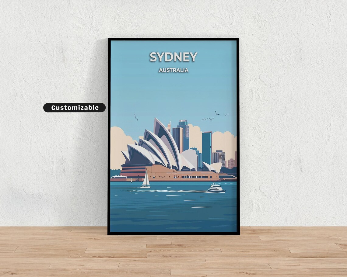 Sydney Australia Opera House Harbour Cityscape Travel Poster Art