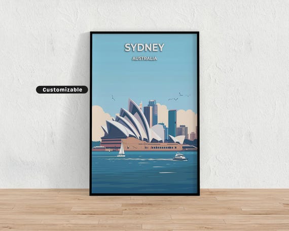 Sydney Australia Travel Poster Custom Wall Art