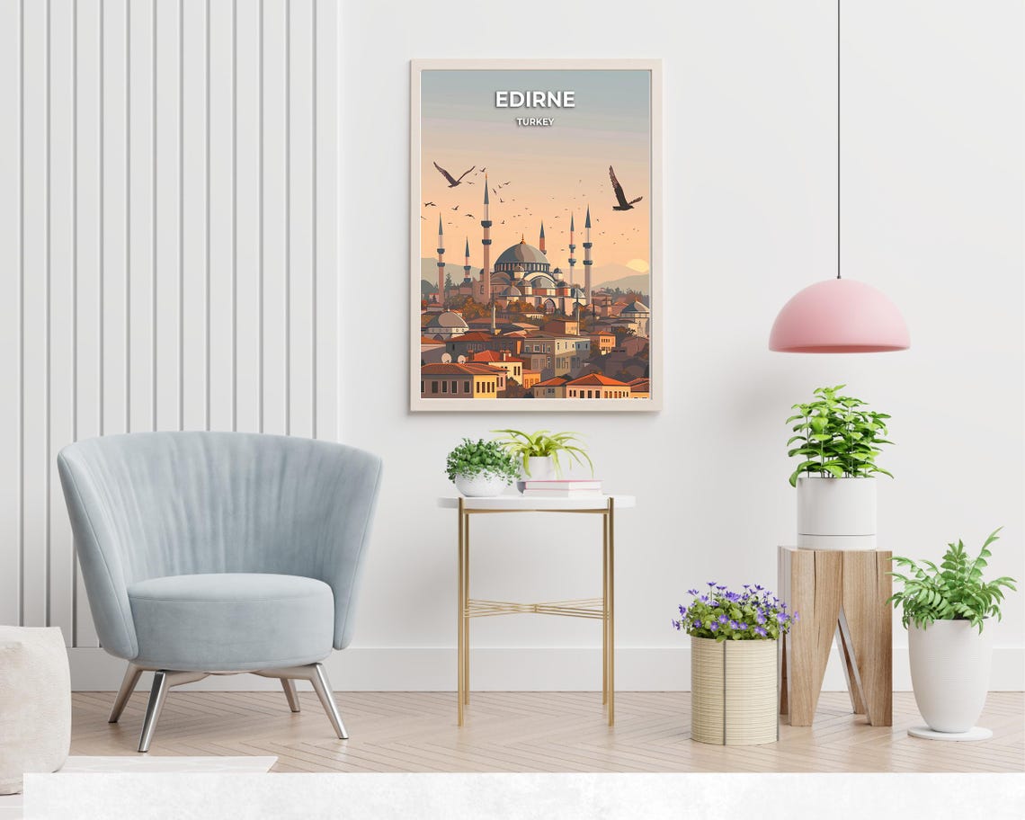 Historic Selimiye Mosque Edirne Turkey at Sunset Travel Poster - Image 2