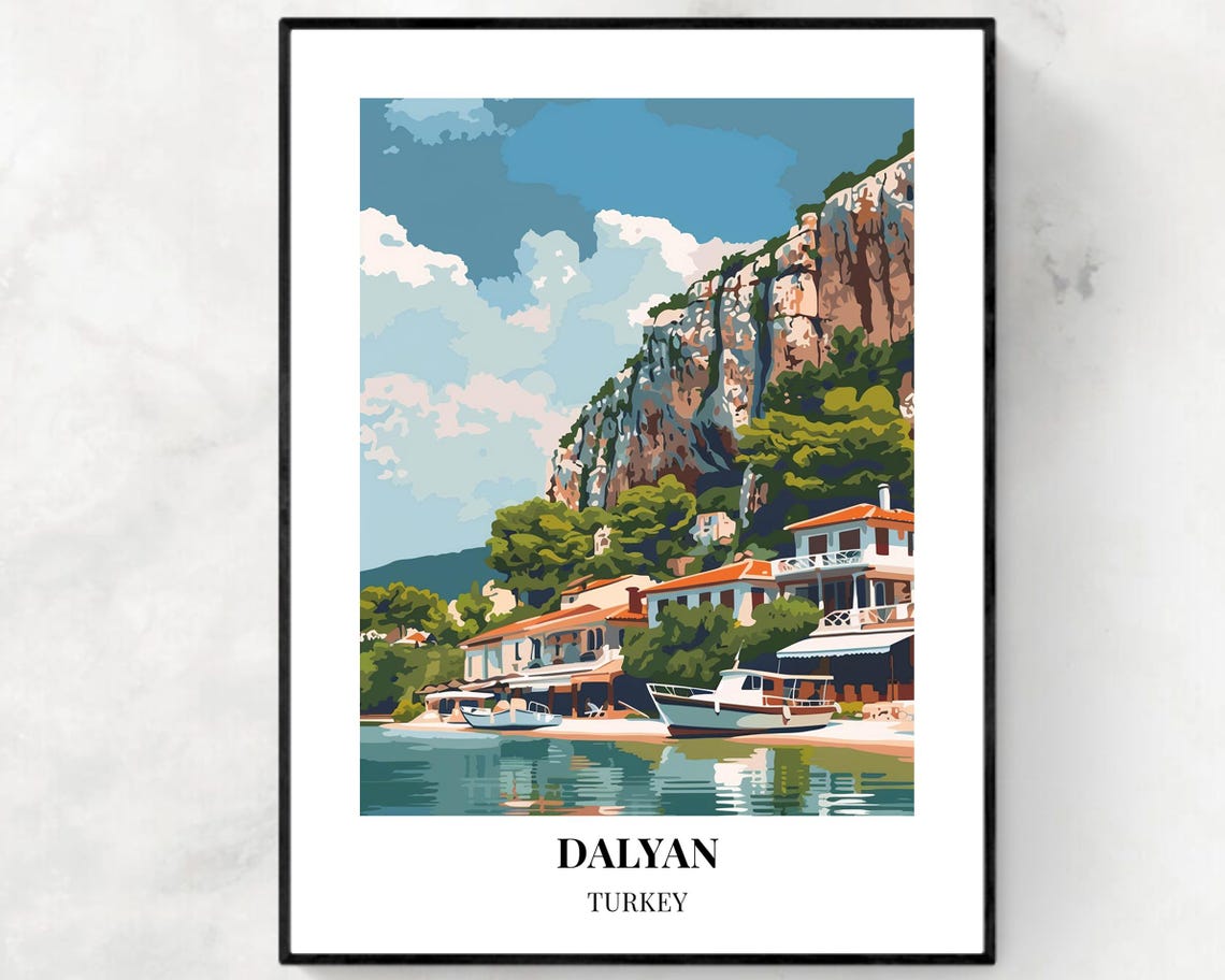Lycian Rock Tombs Travel Print Wall Art Dalyan Turkey City Print Lycian Rock Tombs Travel Gift Lycian Rock Tombs Poster Travel Gift