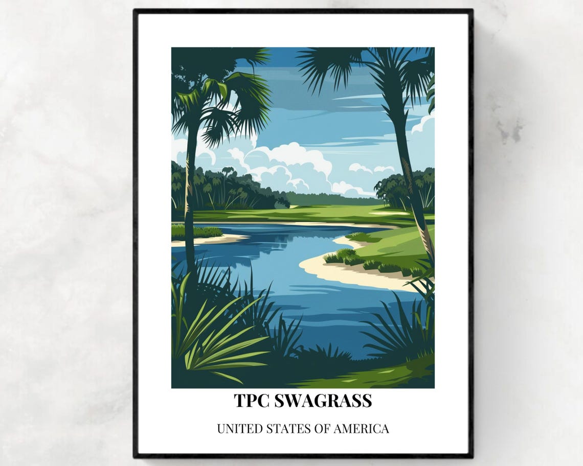 TPC Sawgrass Florida Championship Golf Course Lake Palms Travel Poster