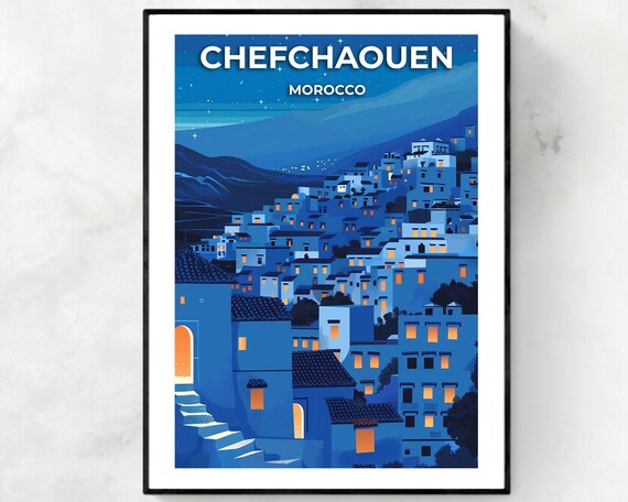 Chefchaouen Morocco Travel Wall Art Poster Print