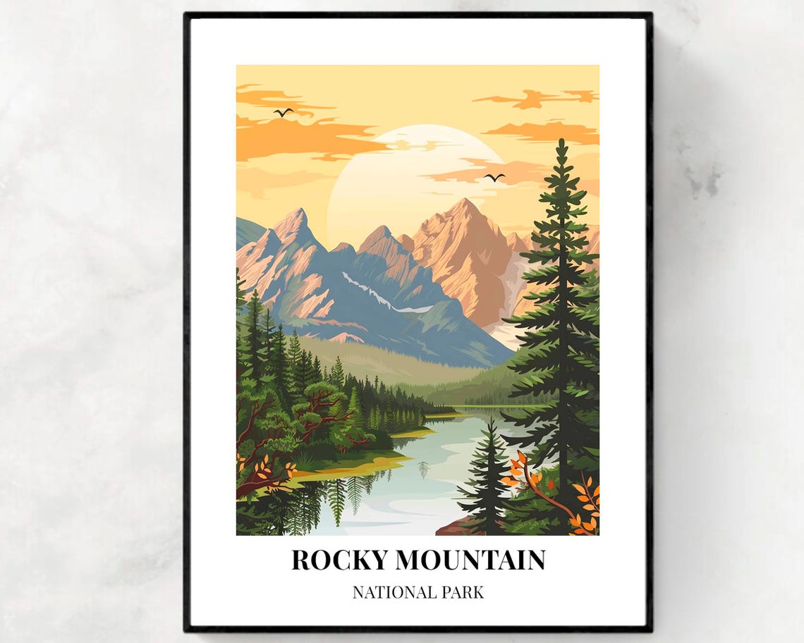 Rocky Mountain National Park Travel Print Wall Art Rocky Mountain National Park City Print Rocky Mountain National Park Travel Gift