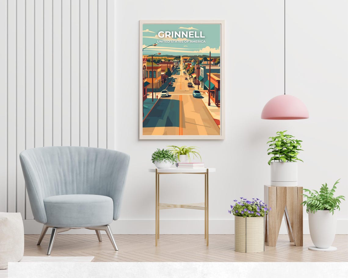 Grinnell Travel Print Wall Art Grinnell Lowa City Print Grinnell Travel Gift Grinnell City Poster Travel Gift - Image 2