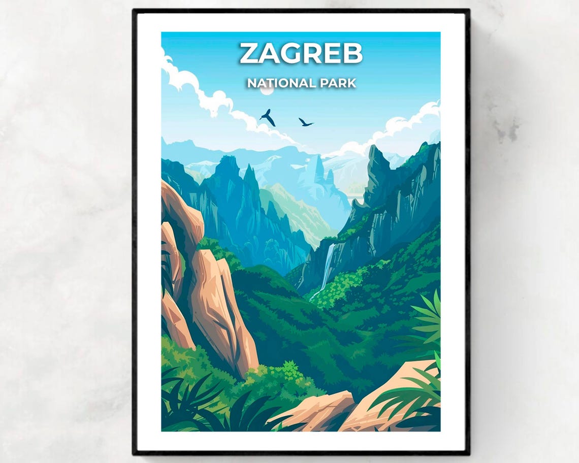 Zagreb Croatia Travel Print Wall Art Zagreb National Park City Print Zagreb Croatia Travel Gift Zagreb Croatia Poster Travel Gift