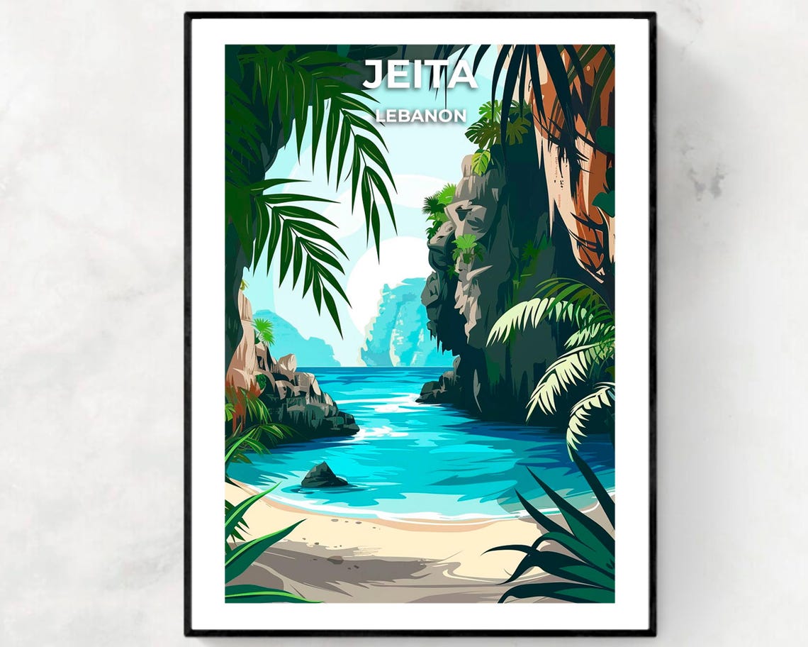 Jeita Grotto Travel Print Wall Art Jeita Lebanon City Print Jeita Grotto Travel Gift Jeita Grotto Poster Travel Gift