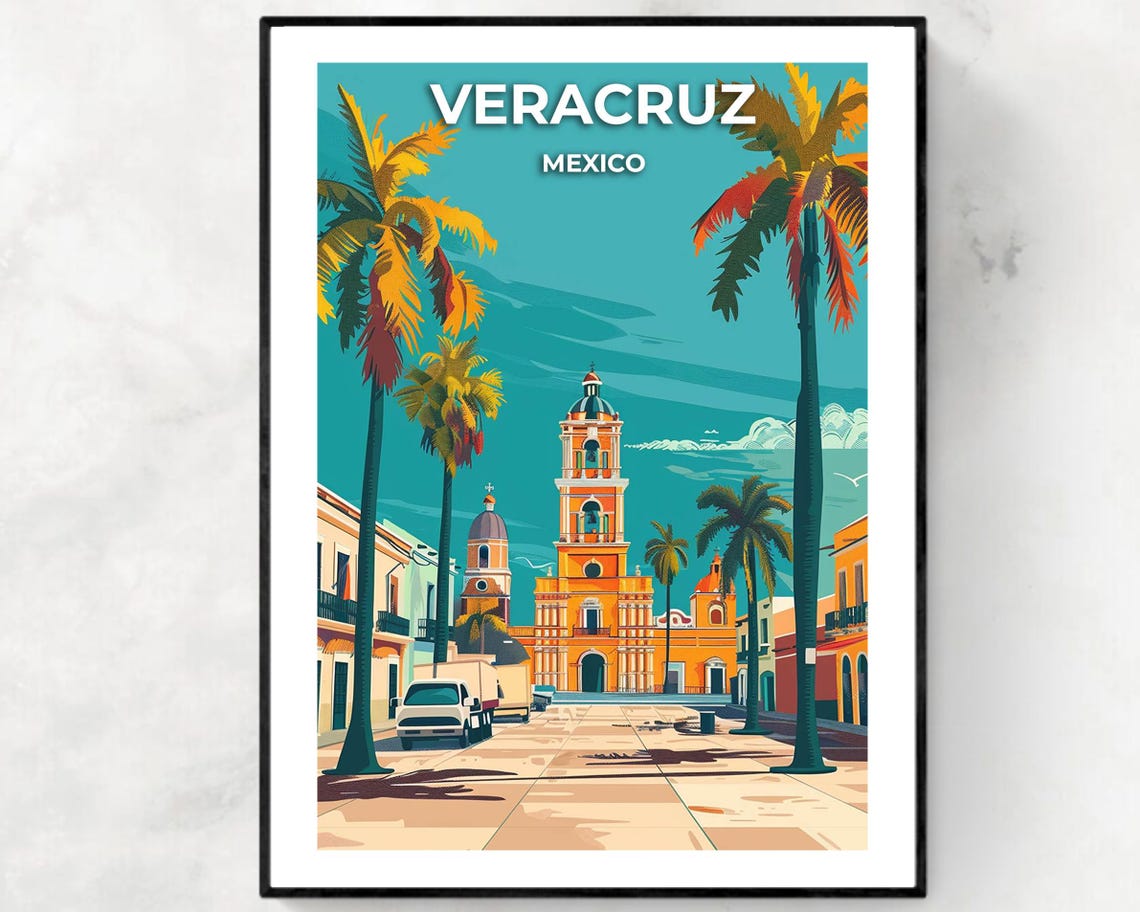 Zcalo De Veracruz Travel Print Wall Art Veracruz Mexico City Print Zcalo De Veracruz Travel Gift Zcalo De Veracruz Poster