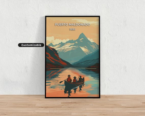 Puerto Maldonado Peru Travel Poster Custom Wall Art