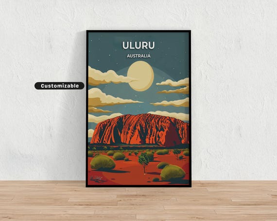 Uluru Australia Travel Poster Custom Wall Art