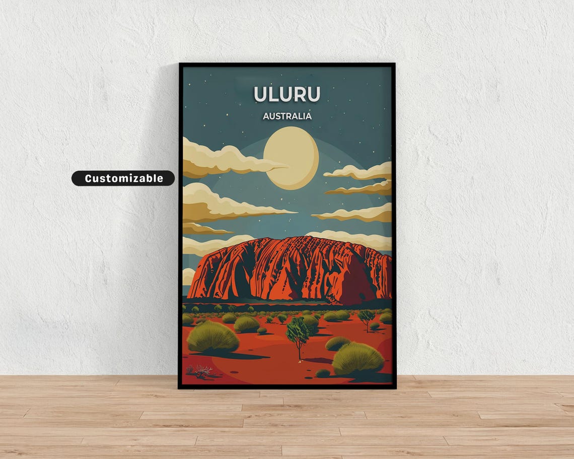 Uluru Australia Travel Poster Custom Wall Art