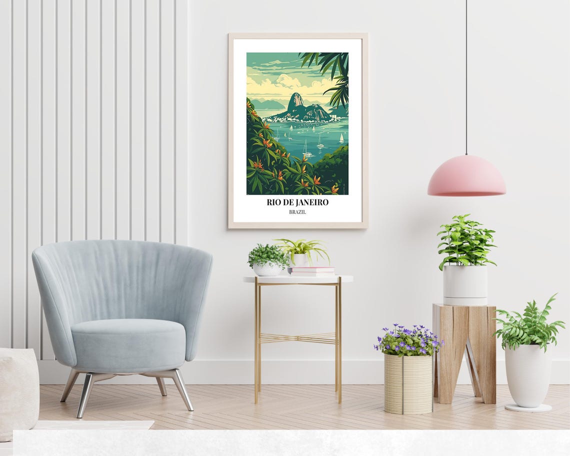 Rio de Janeiro Sugarloaf Mountain Sailboat Bay Daytime Poster - Image 2