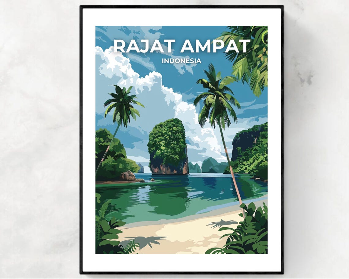 Raja Ampat Indonesia Tropical Beach Lagoon And Karst Islands Poster