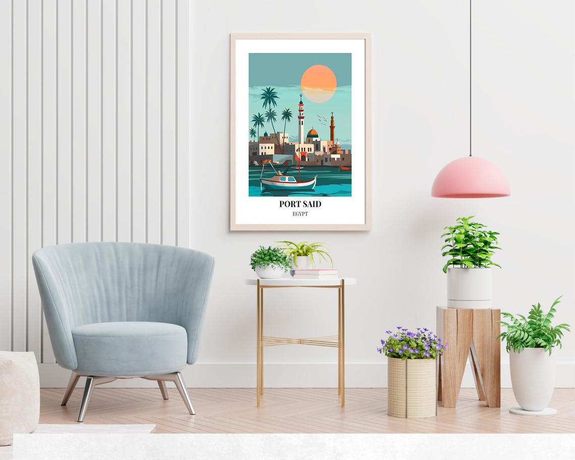 Port Said Travel Print Wall Art Port Said Egypt City Print Port Said Travel Gift Port Said City Poster Travel Gift - Image 2