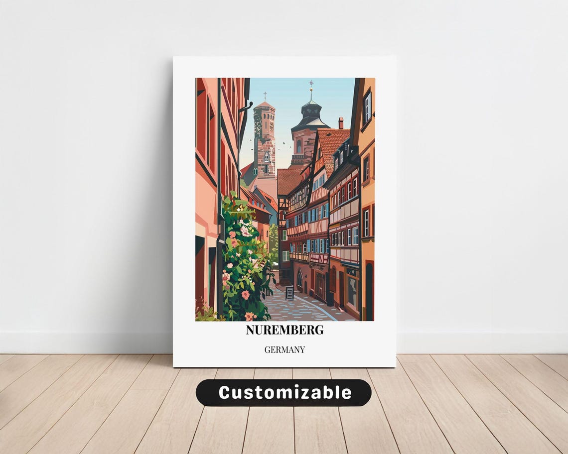 Nuremberg Germany Travel Half Timbered Old Town Street Art Print