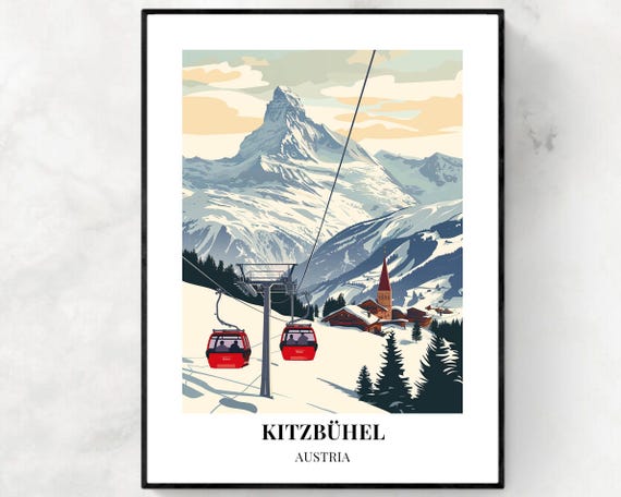 Kitzbhel Travel Print Kitzbhel Ski Poster Austria Ski Poster Kitzbhel Ski Resort Print