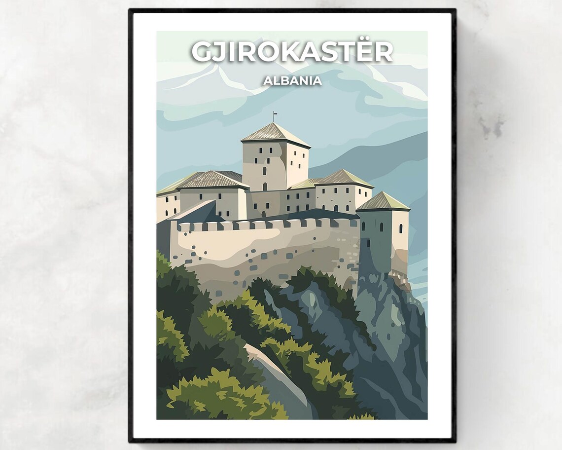 Gjirokaster Castle Fortress Crowning Rocky Cliffs Albania Poster